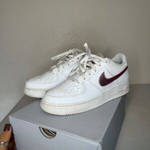 Nike White Air Forces with Chrome Pink Swoosh